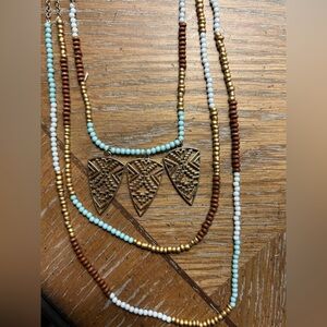Bohemian Gold and Brown Beaded Necklace